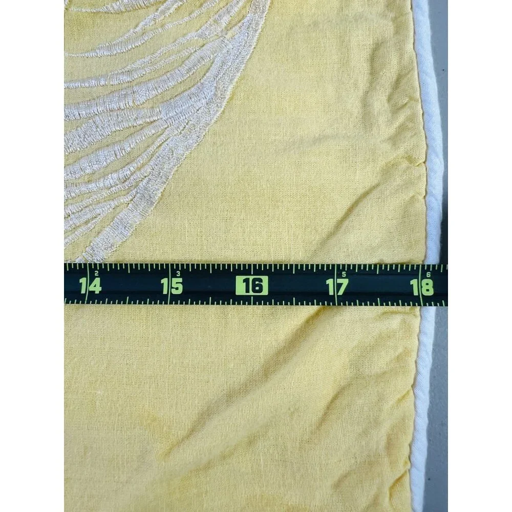 Seashell Embroidered Throw Pillow Cover Sham Yellow White Nautical 17x17 Inch‎